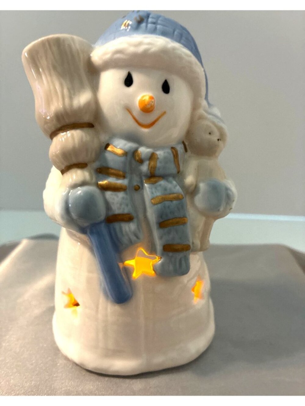 Ceramic Snowman Christmas Tea Light Holder - Picture 2 of 8